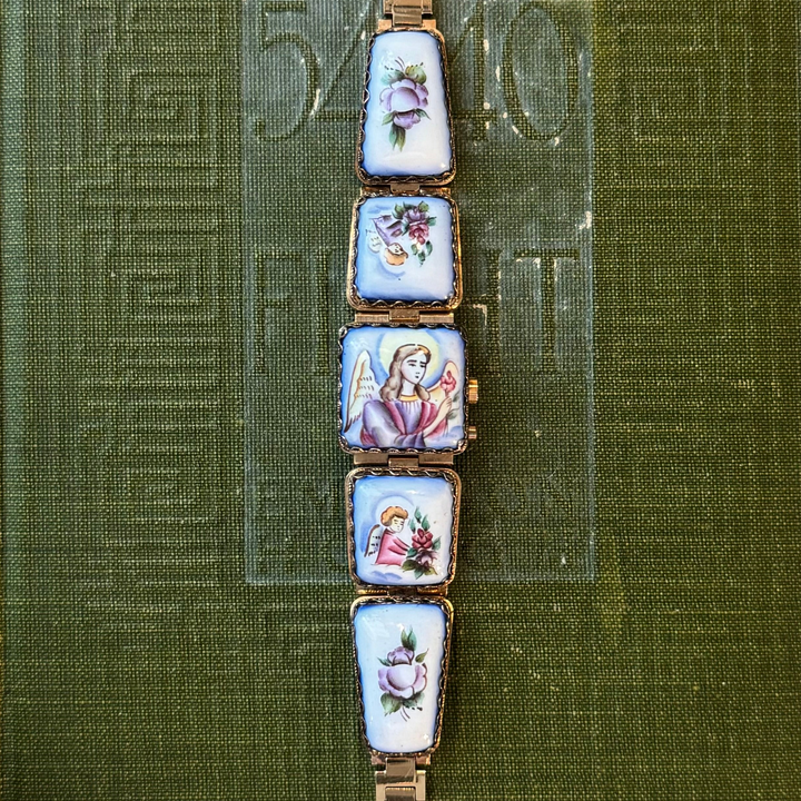 Rare Gold Hand Painted Enamel Watch