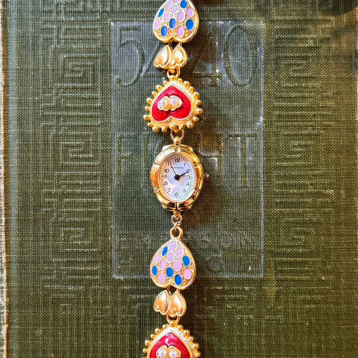 Repurposed Gold Heart Charm Watch