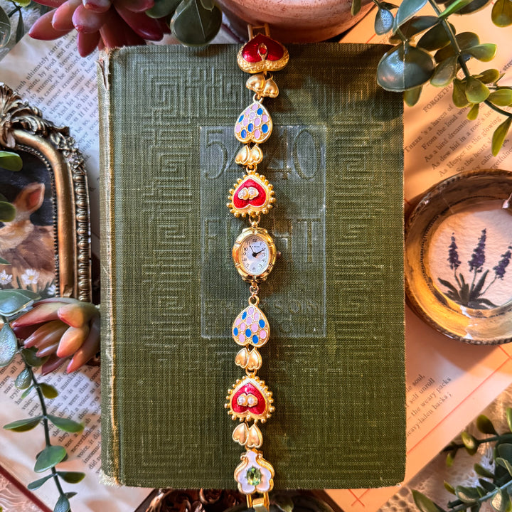 Repurposed Gold Heart Charm Watch