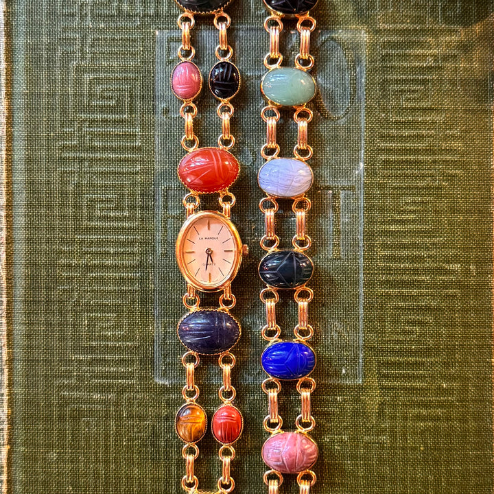 Gold Scarab Watch with Matching Bracelet