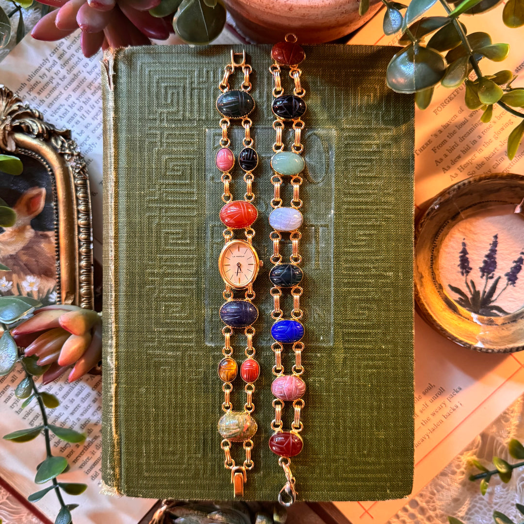 Gold Scarab Watch with Matching Bracelet