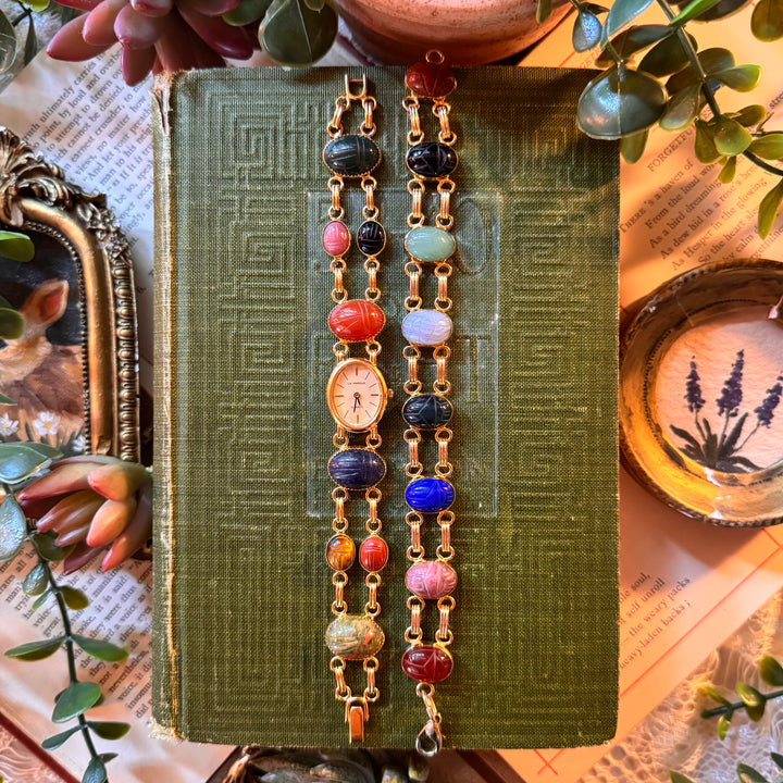 Gold Scarab Watch with Matching Bracelet