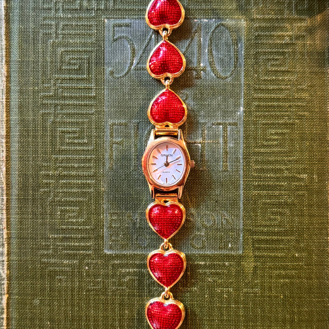 Rare Gold Red Heart Watch