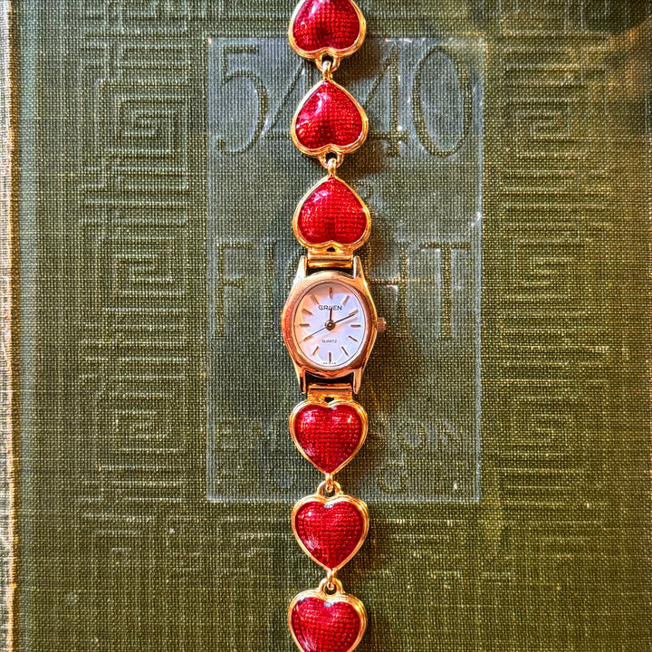 Rare Gold Red Heart Watch