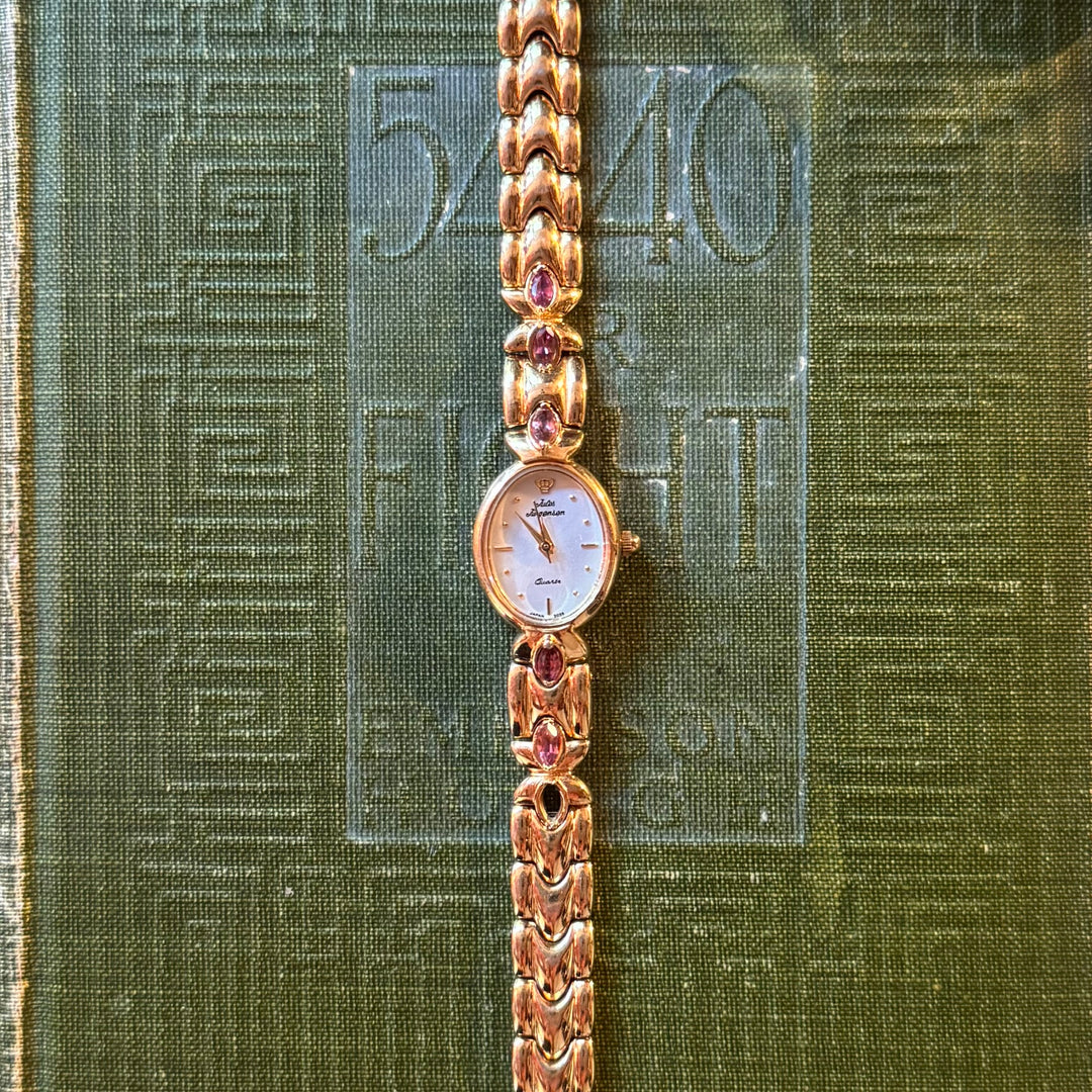 Gold Jules Jurgensen Watch with Genuine Gemstones