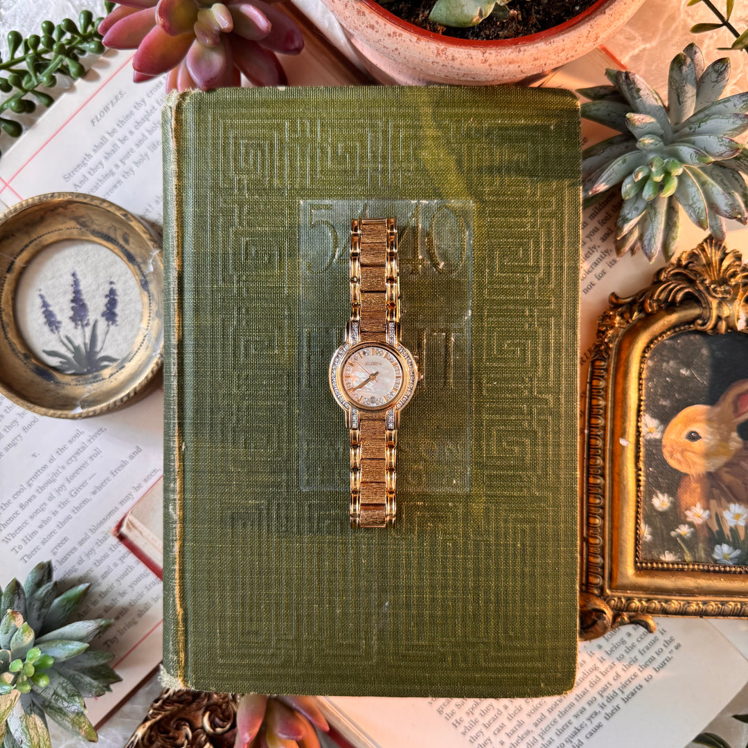 Gold Watch with Rhinestones