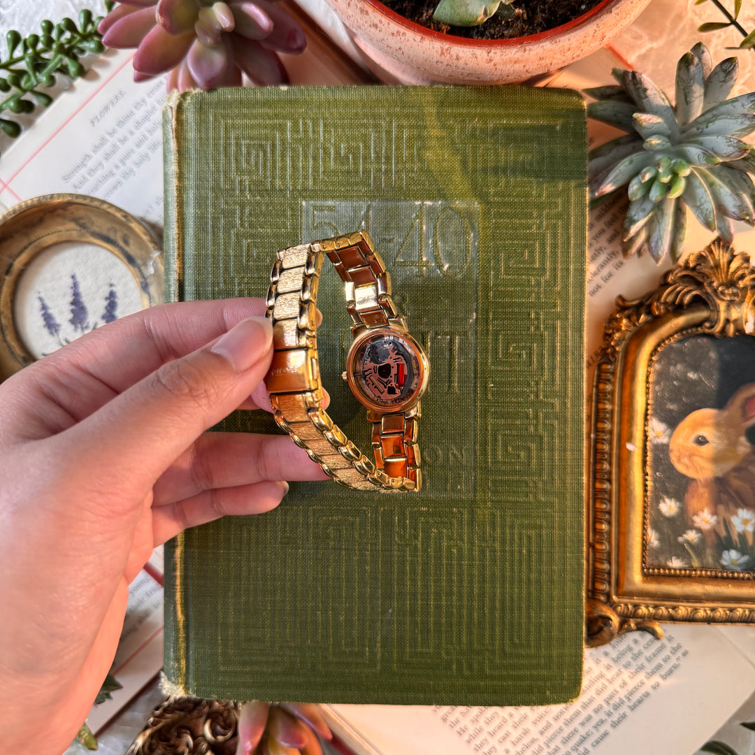 Gold Watch with Rhinestones