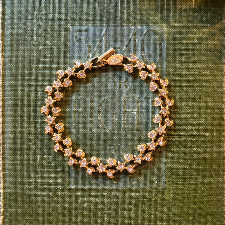 Rare Gold Joan Rivers Stars, Heart, & Moon Bracelet