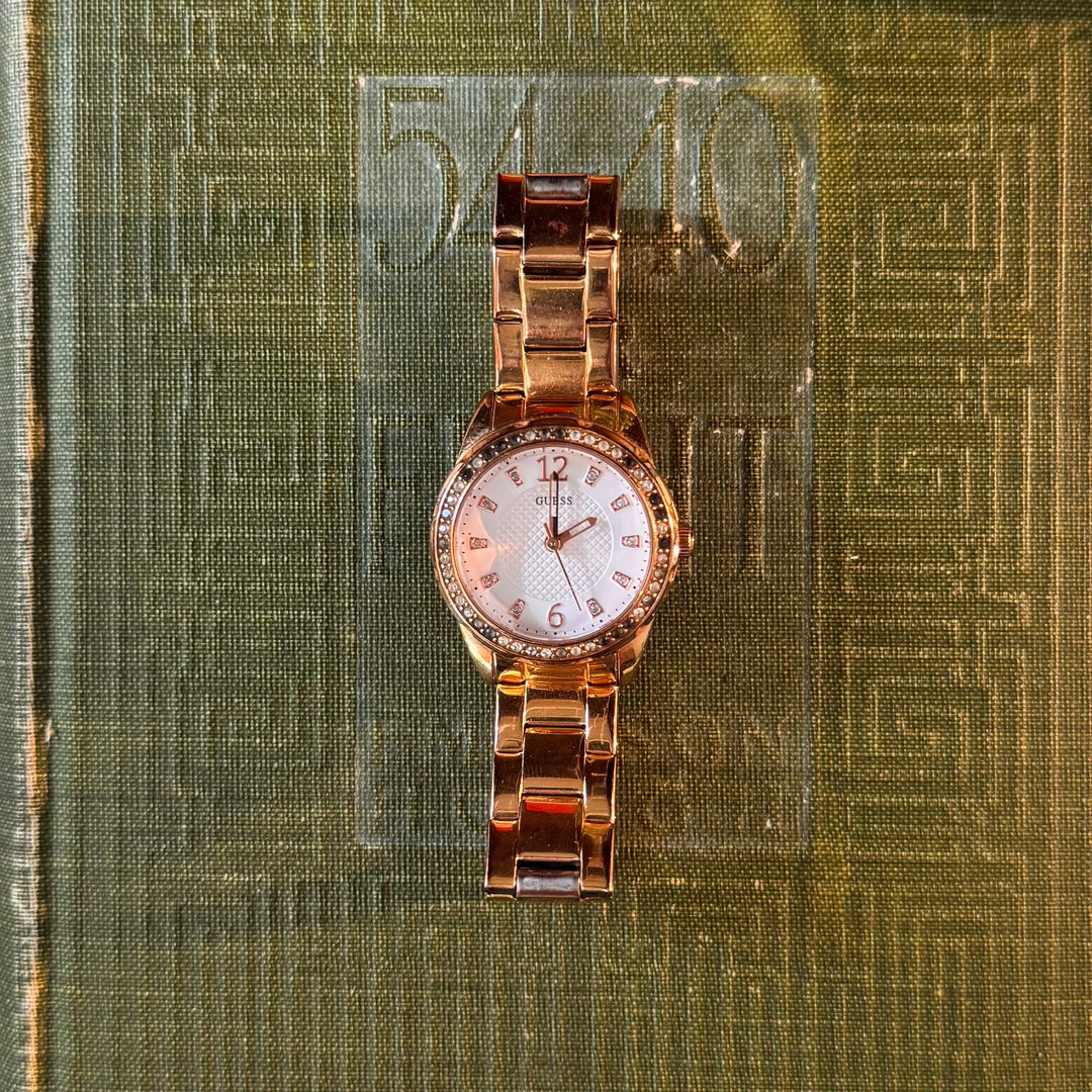 Gold Watch with Rhinestones