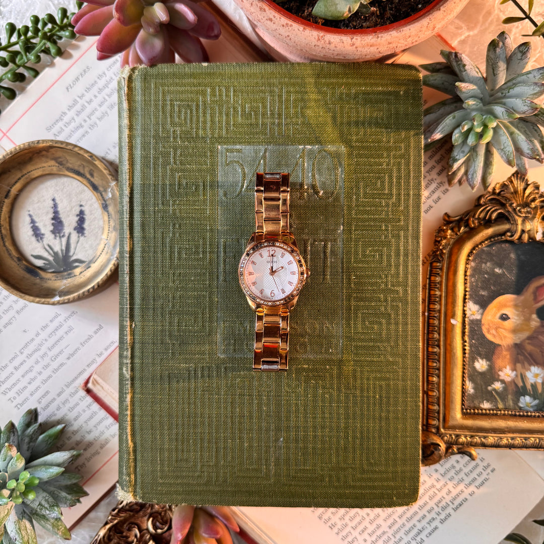 Gold Watch with Rhinestones