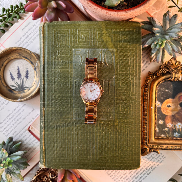 Gold Watch with Rhinestones