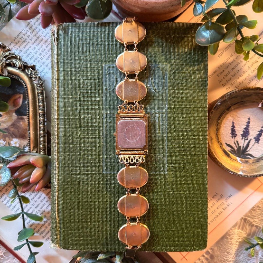 Repurposed Gold Floral Enamel Watch