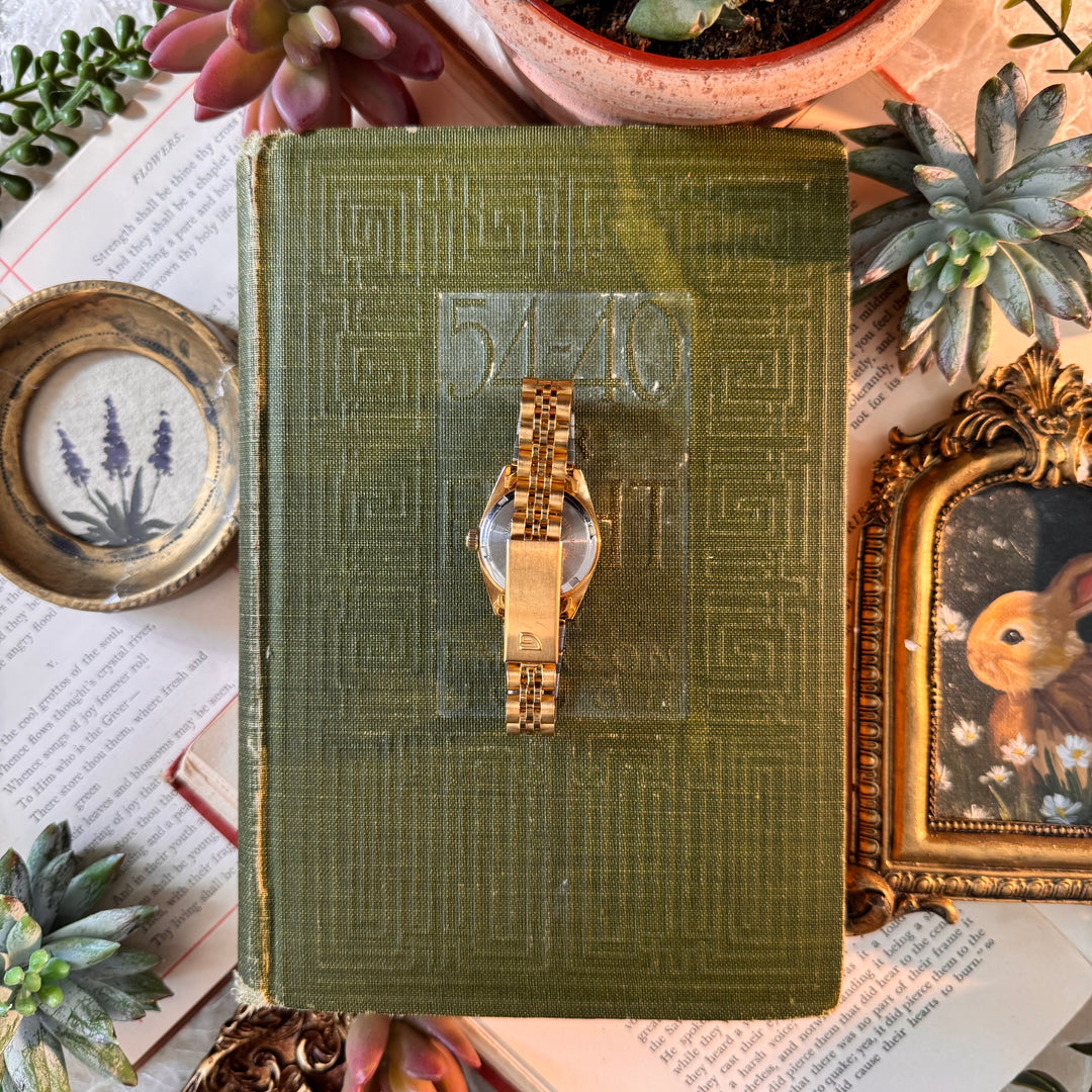 Gold Watch with Rhinestones