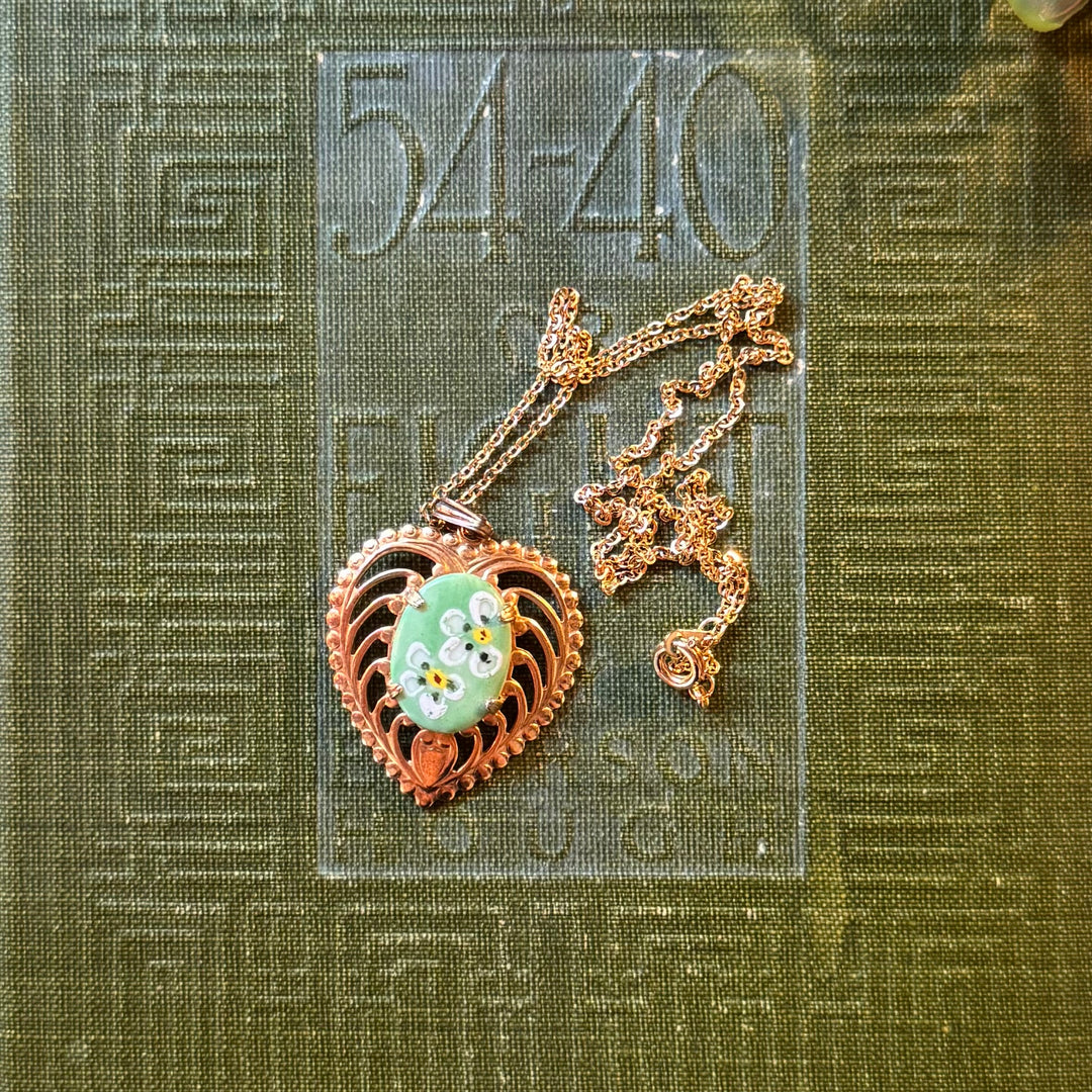 Gold Heart Floral Pendant