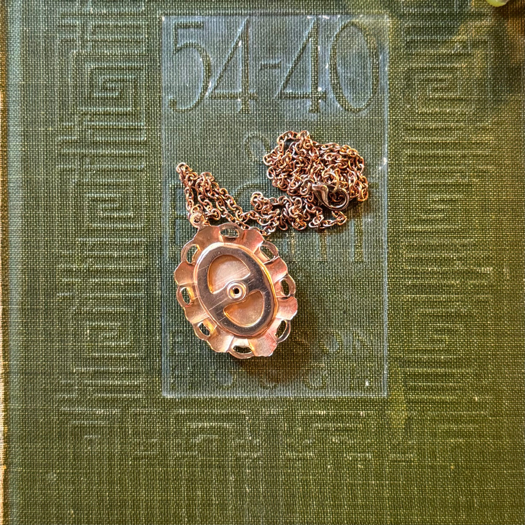 Gold Enamel Floral Pendant