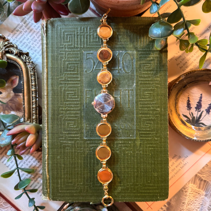 Repurposed Gold Floral Charm Watch