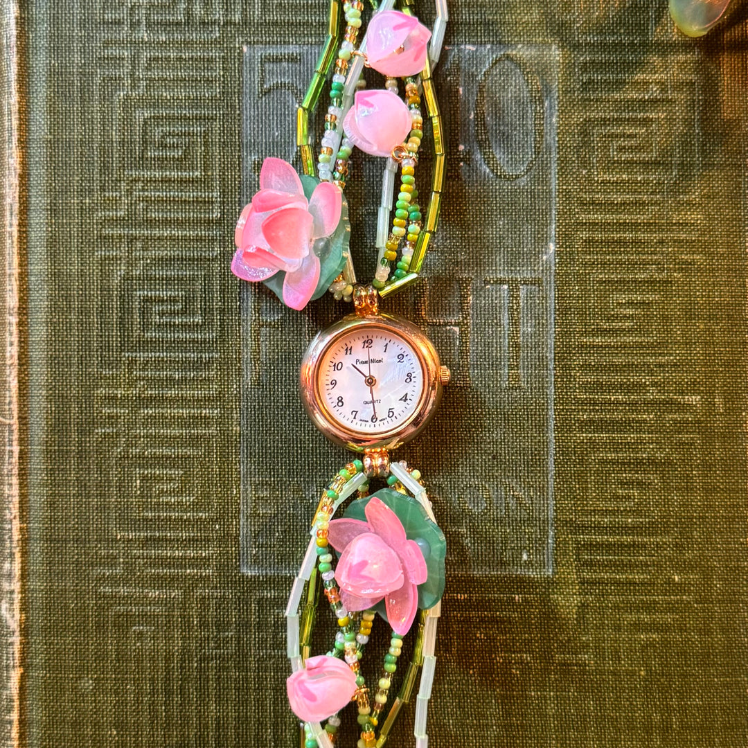 Repurposed Gold Floral Watch