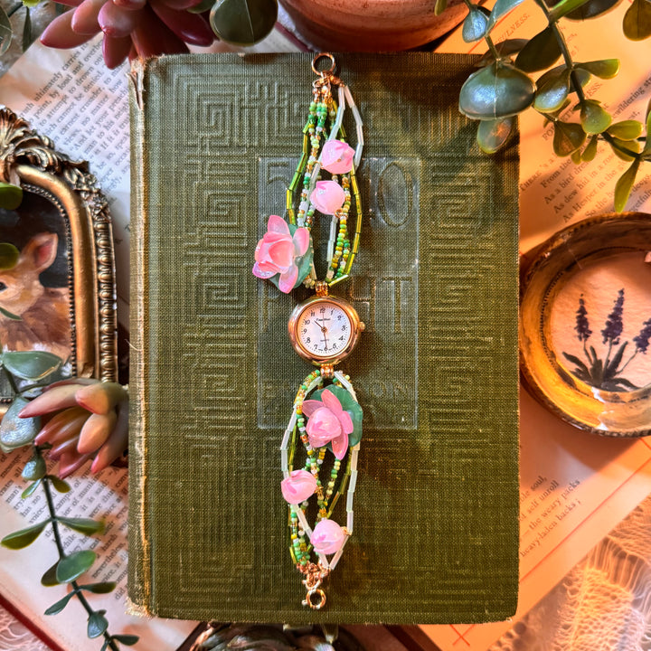 Repurposed Gold Floral Watch