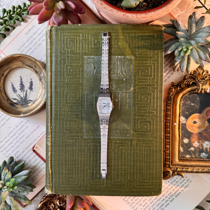 Silver Watch with Baby Blue Face