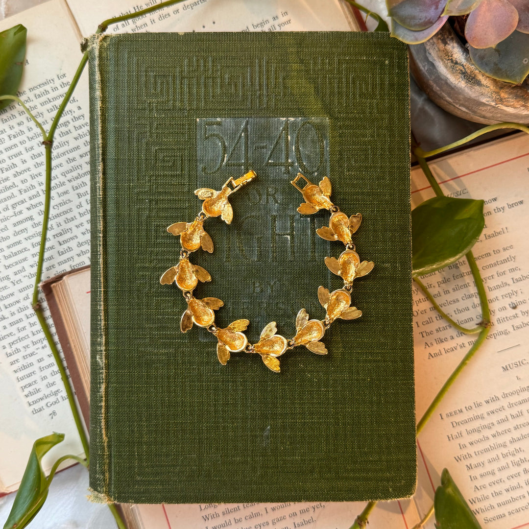 Gold Bee Bracelet with Matching Ring and Earrings