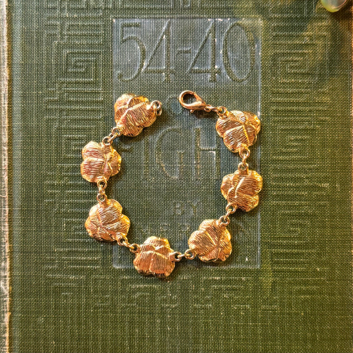 Gold Enamel Pansy Bracelet