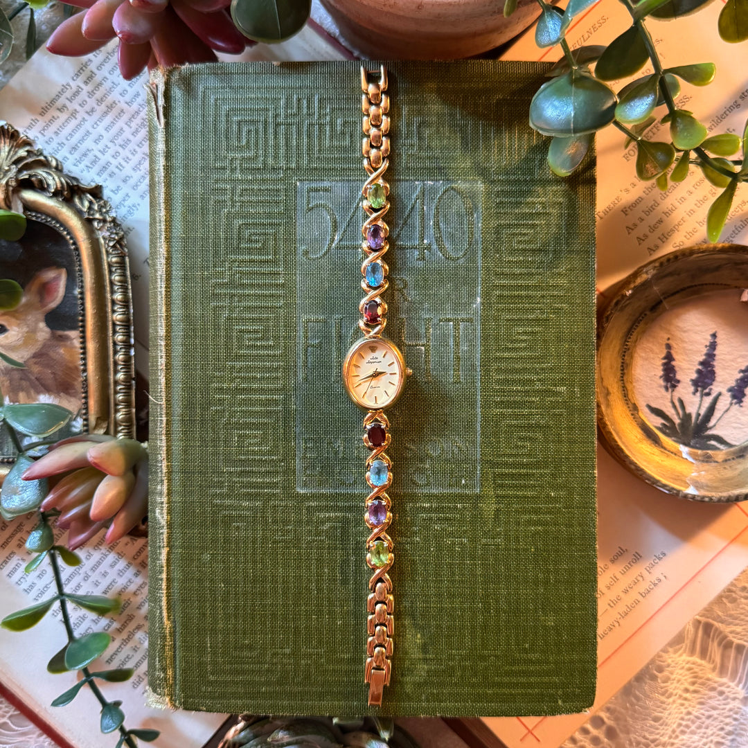 Gold Jules Jurgensen Watch with Genuine Gemstones