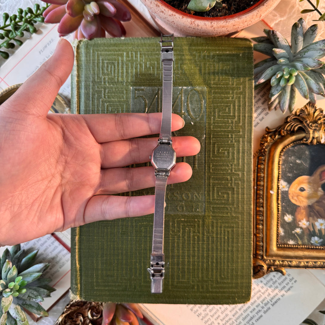 Silver Watch With Baby Blue Face