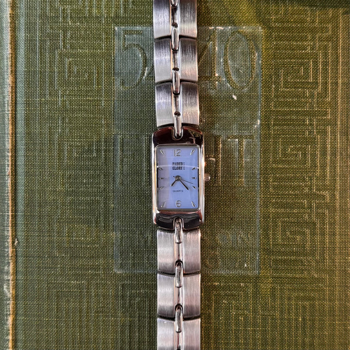 Silver Watch with Blue Face