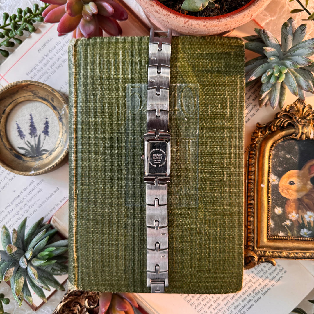 Silver Watch with Blue Face