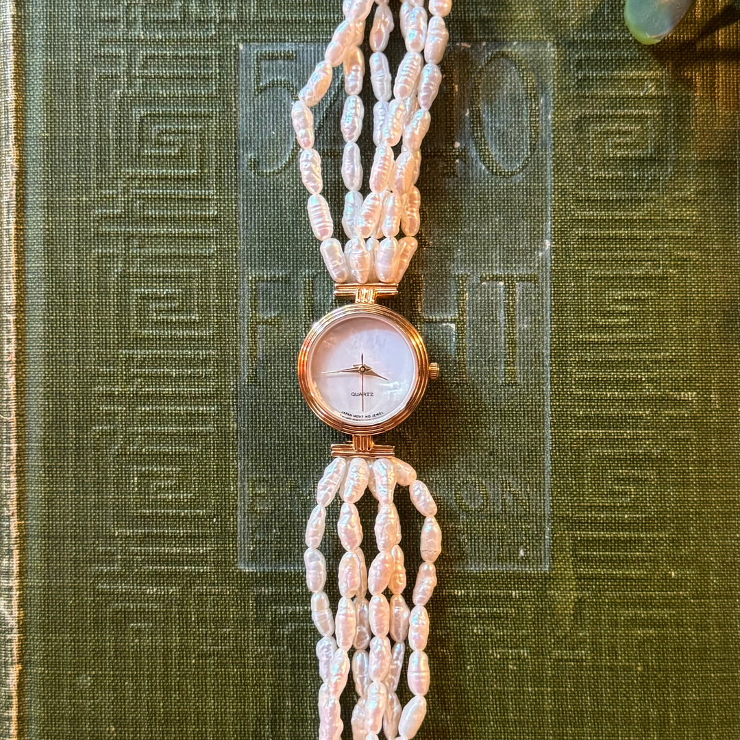 Gold Rice Bead Pearl Watch