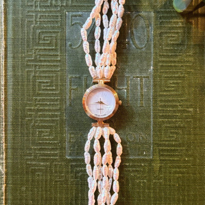 Gold Rice Bead Pearl Watch