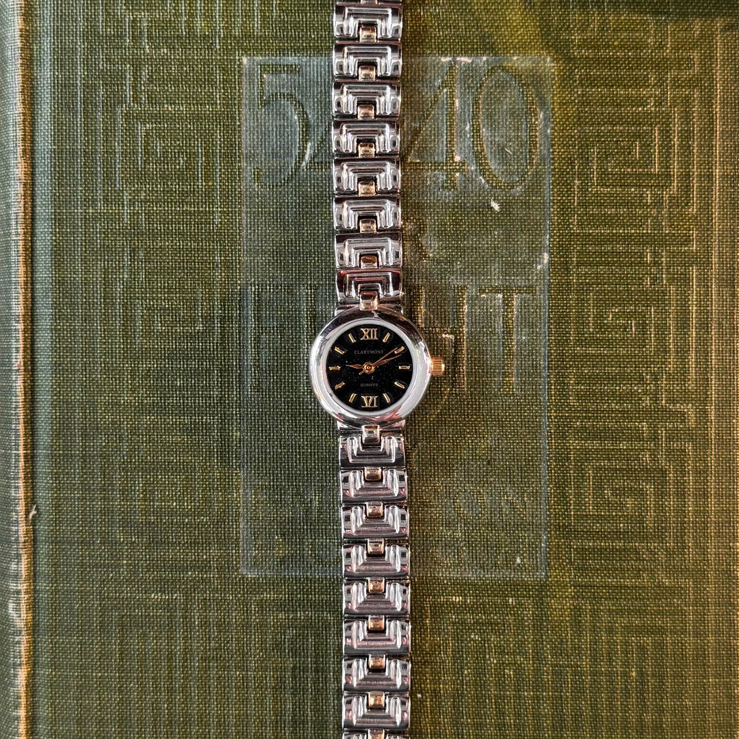 Two Tone Watch with Black Face