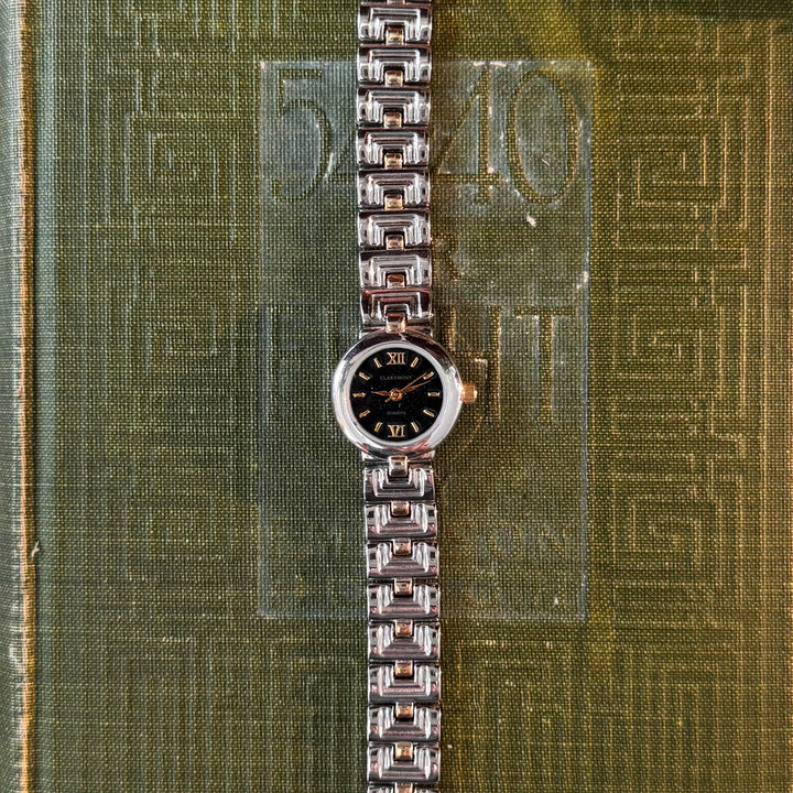 Two Tone Watch with Black Face