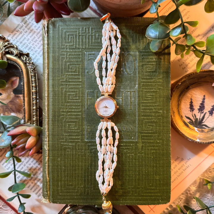 Gold Rice Bead Pearl Watch