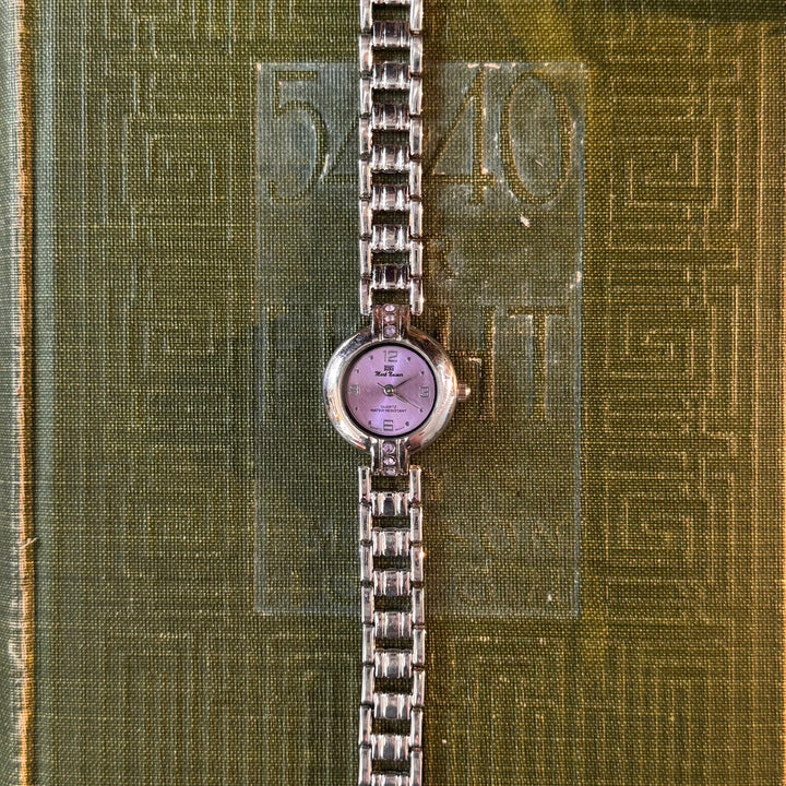 Silver Watch with Purple Face