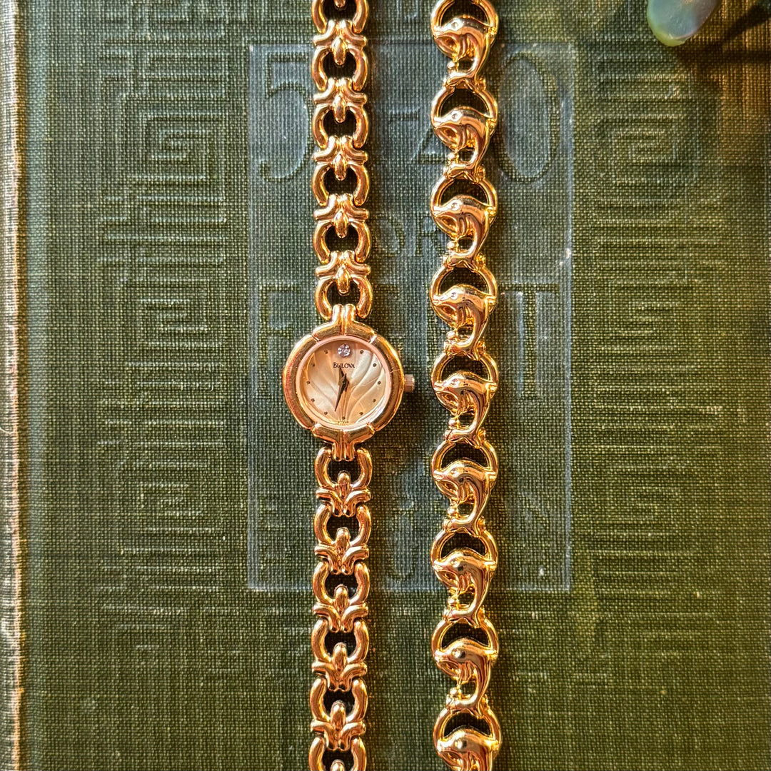 Gold Sea Theme Watch & Bracelet