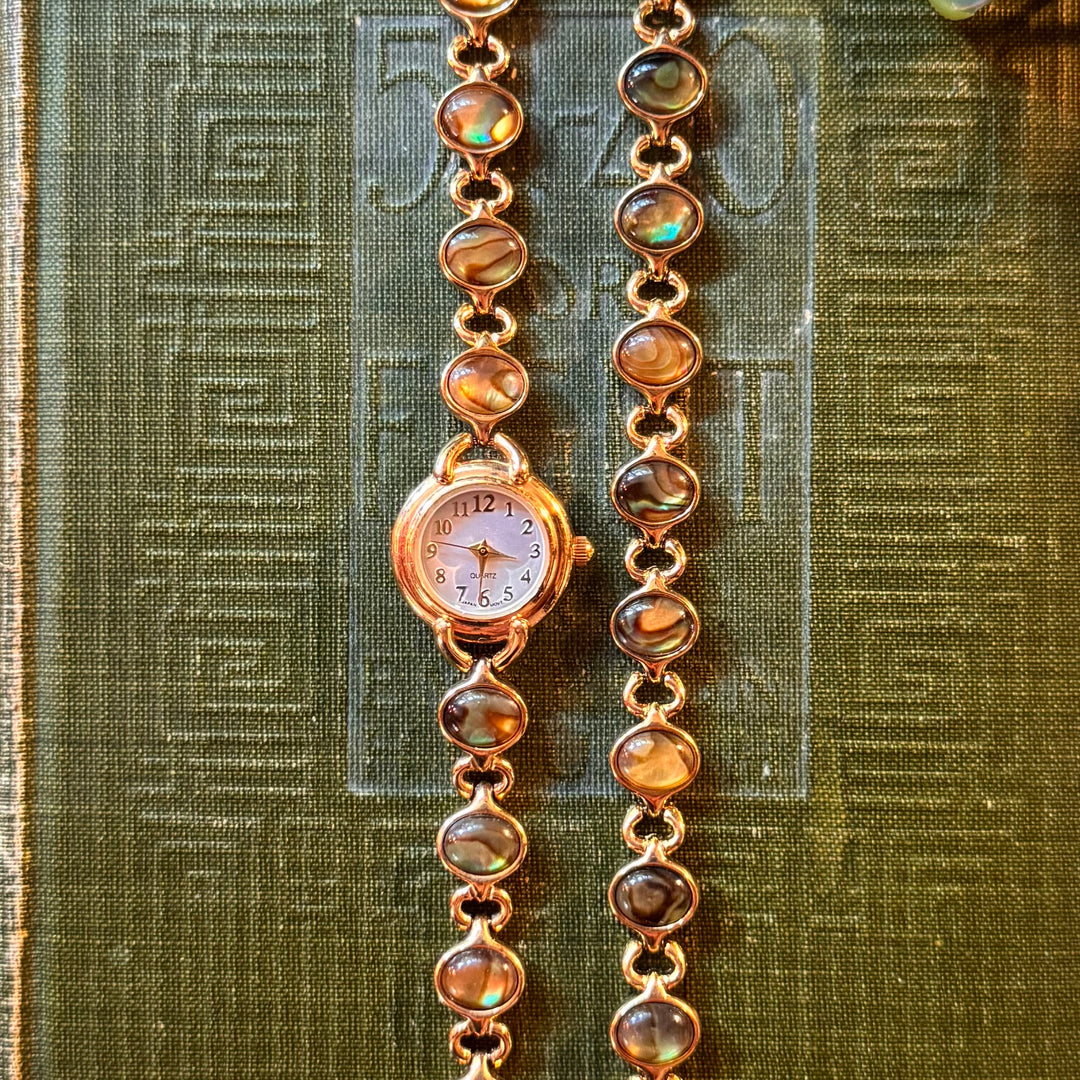 Gold Abalone Watch with Matching Bracelet