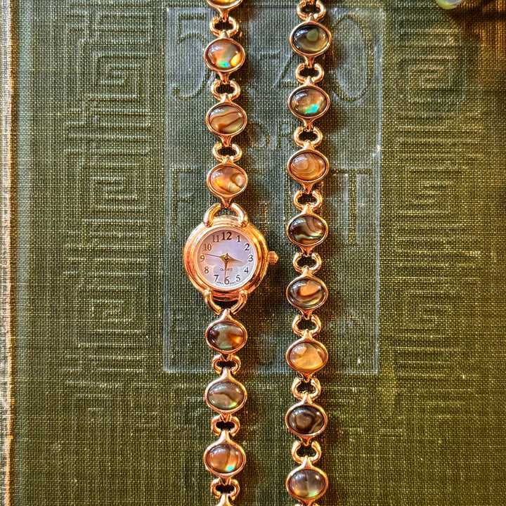 Gold Abalone Watch with Matching Bracelet