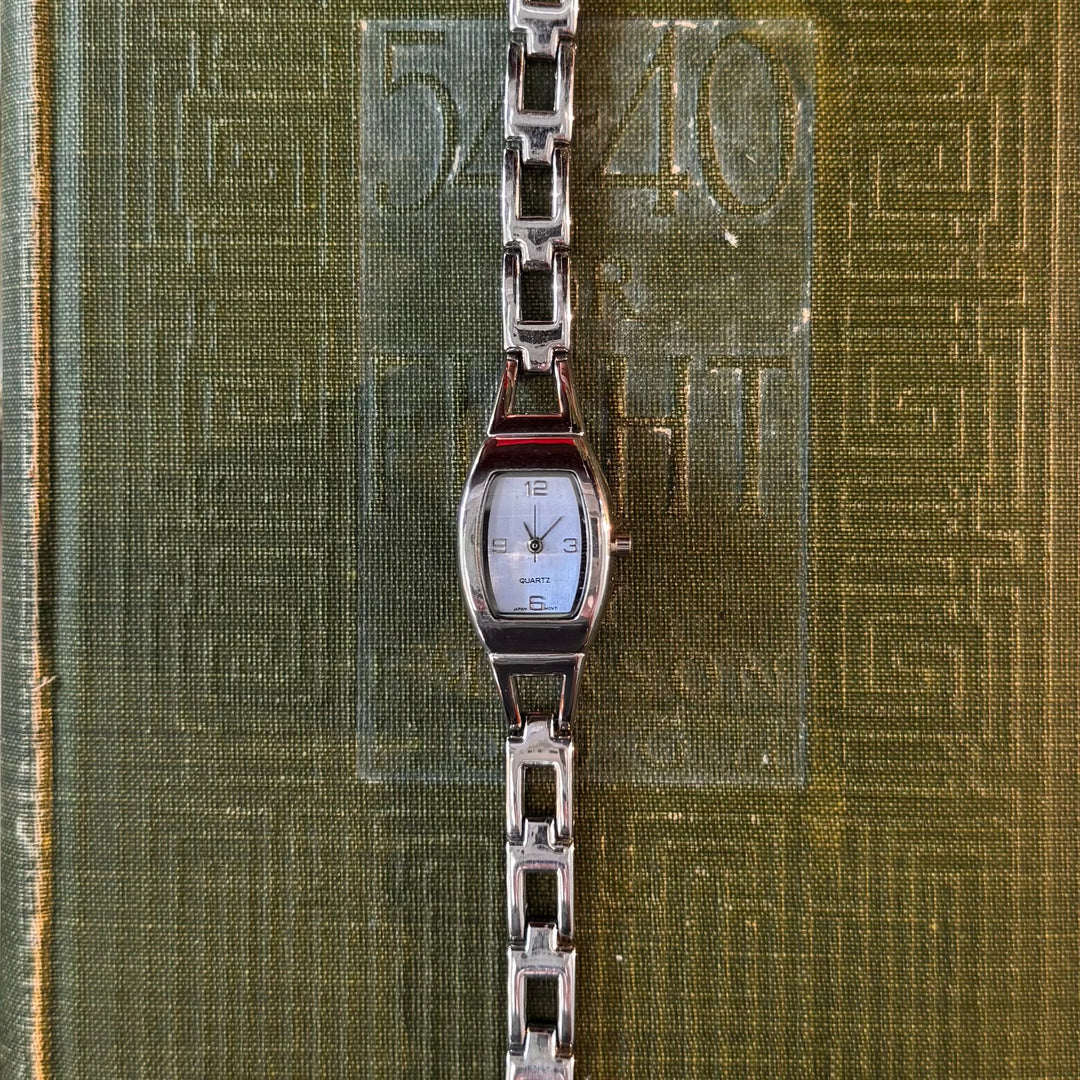 Silver Watch with Blue Face