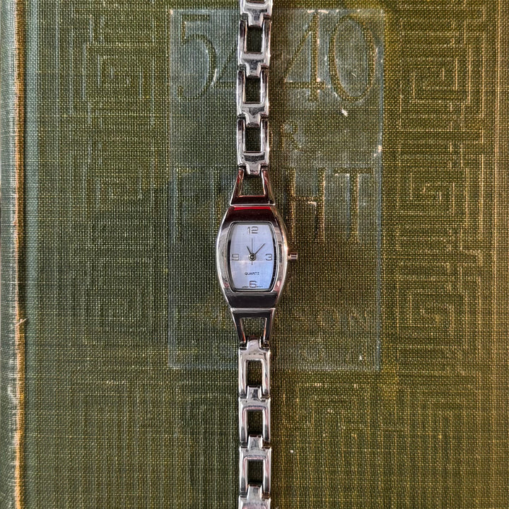 Silver Watch with Blue Face