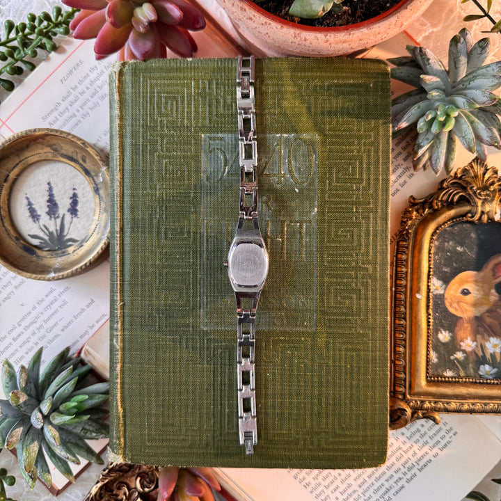 Silver Watch with Blue Face