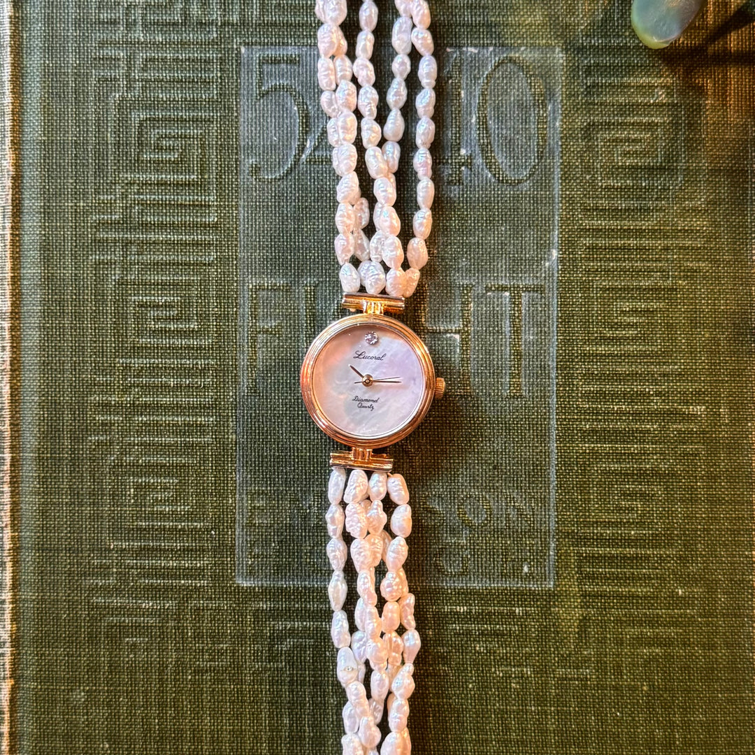 Gold Rice Bead Pearl Watch