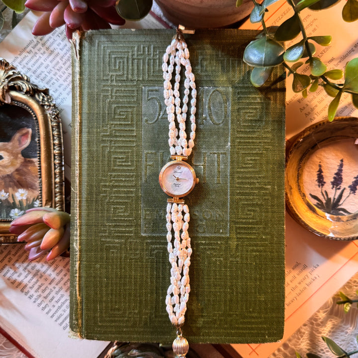 Gold Rice Bead Pearl Watch