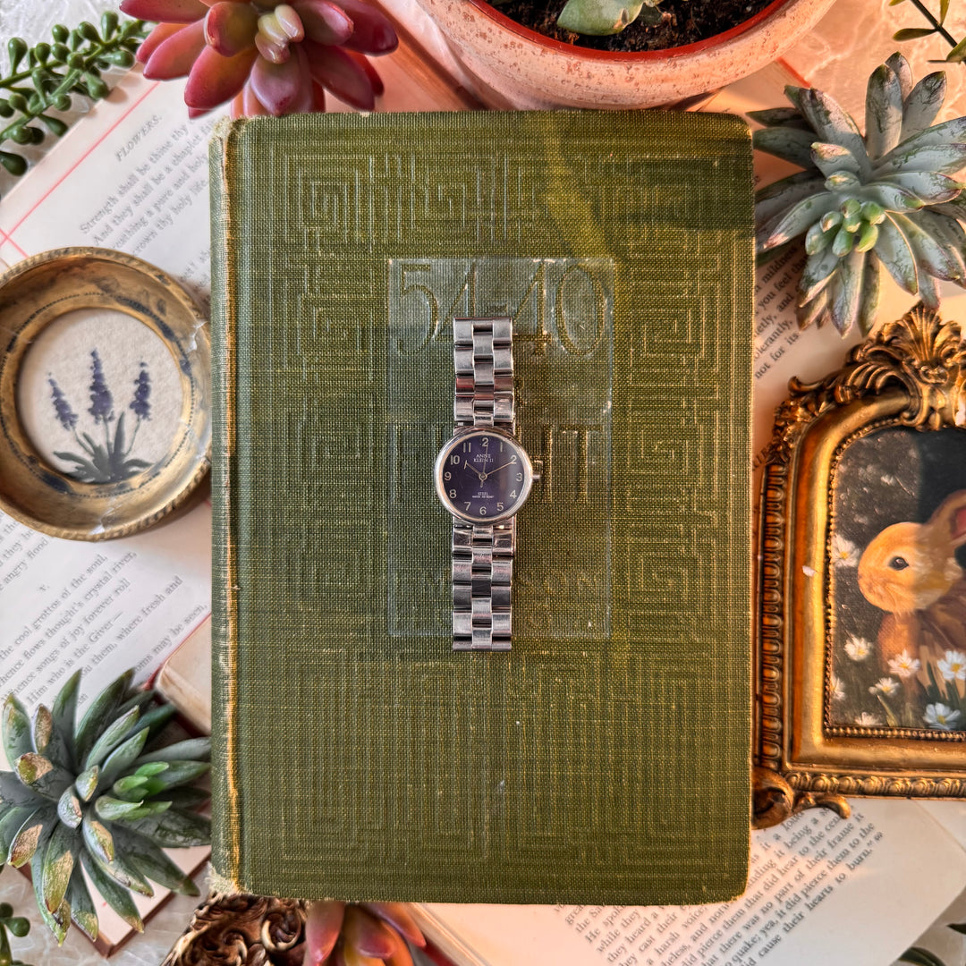 Silver Watch with Navy Face