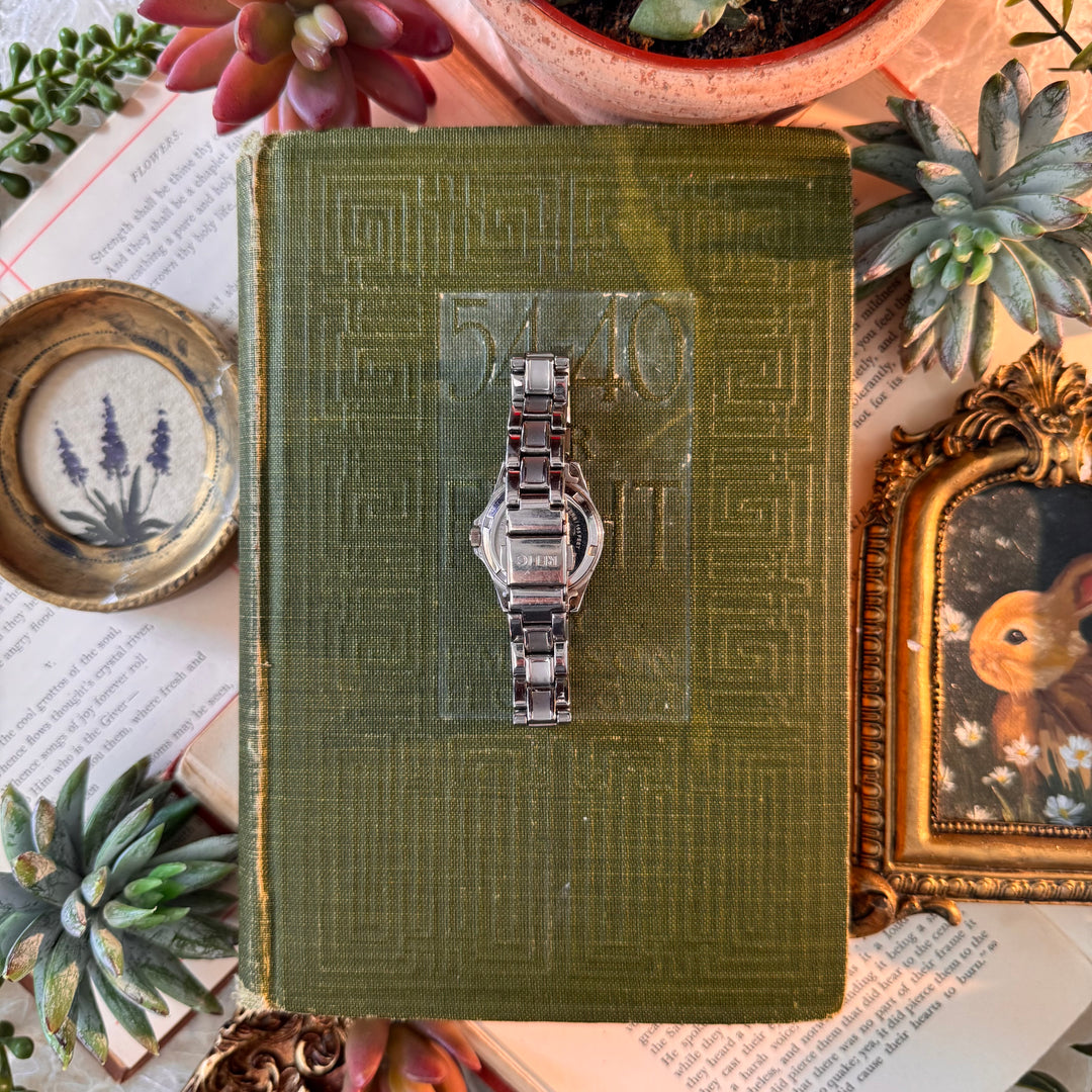 Silver Watch with Blue Face with Rhinestones