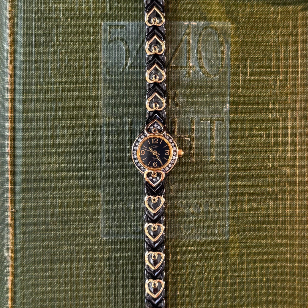 Two Tone Heart Watch with Rhinestones