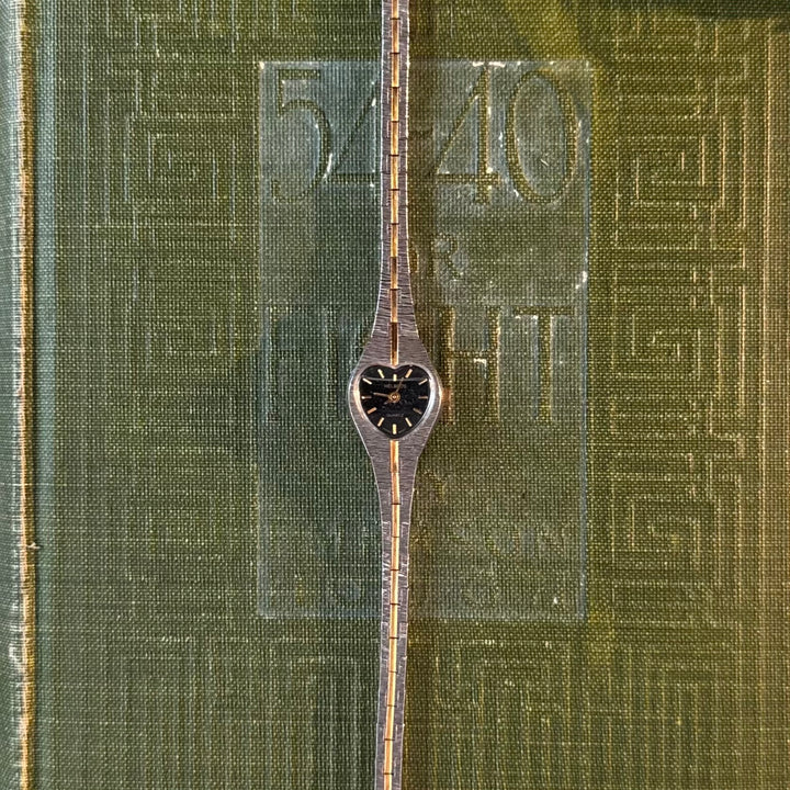 Two Tone Heart Watch with Black Face