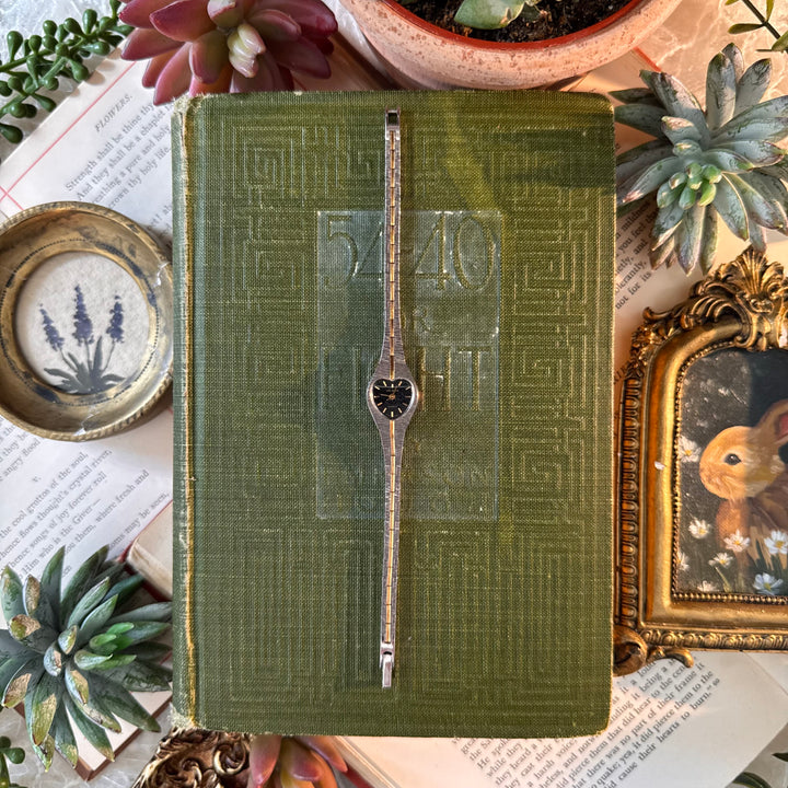 Two Tone Heart Watch with Black Face