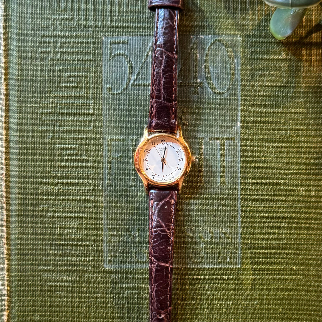 Gold Brown Leather Watch