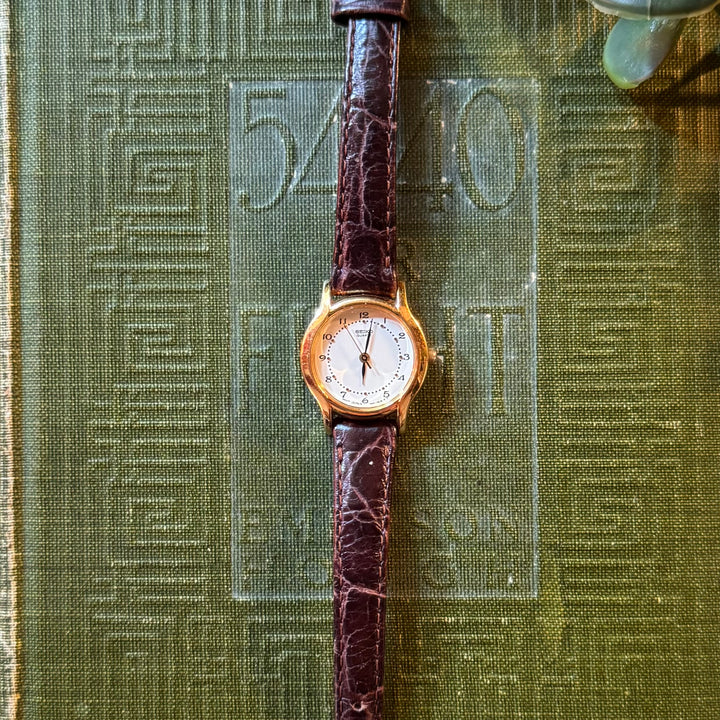 Gold Brown Leather Watch